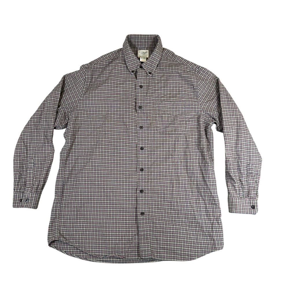 LL Bean Mens Large Tall Flannel Shirt Traditional Fit Plaid Cotton 298277